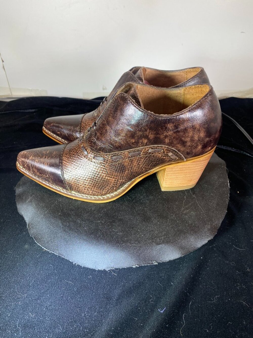 Women's 6.5 Brown Distressed, Nocona Ankle Snip Toe Boot, Slightly Used,